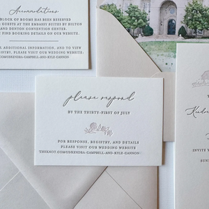 Invitación de Boda Moderna con Impresión Tipográfica, Tarjeta de Lujo, Elegante, Personalizada con Foto, Acuarela, Sobres, Conjunto de Invitaciones para Matrimonio - Product Image 5