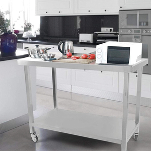 Fourniture d'usine <span class=keywords><strong>Table</strong></span> de travail en acier inoxydable <span class=keywords><strong>sur</strong></span> roues Cuisine <span class=keywords><strong>Table</strong></span> de travail robuste avec roues Banc de travail portable avec roues - Product Image 6