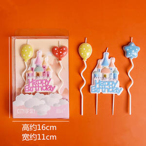 Velas Artesanales Delgadas y Lindas con Forma de Globo de Dibujos Animados, Velas Pequeñas para Boda, Vela sin Humo con Tema de Castillo y Globo - Product Image 3