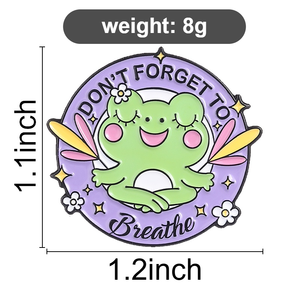 Broche émaillée 'Don't Forget to Breathe' avec motif grenouille en <span class=keywords><strong>m</strong></span>éditation, style dessin animé, pour sac à dos et revers, bijou fantaisie, cadeau pour amis - Product Image 6