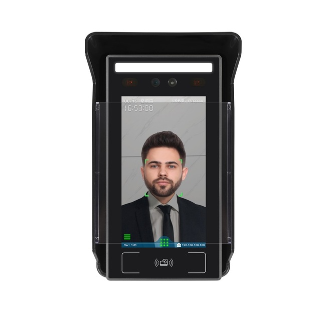 7-Inch Big Screen Linux-Based Biometric Access Control Terminal Face Palm Recognition 20k Users Built-In Siren Waterproof IP65