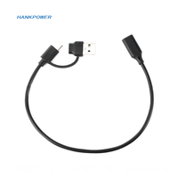 Câble de charge USB 2-en-1 Type C mâle vers Type C femelle 2 cœurs 0,3m 1m