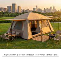 Tenda Ridge Dua Lapis Dua Kamar Tidur Satu Ruang Tamu Kapasitas Besar Kain Oxford Tahan Air 3000mm Portabel untuk Berkemah Empat Musim