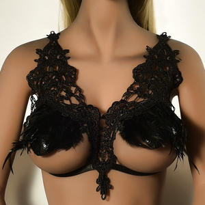 ボディハーネスブラブラックケージストラップフェザーショルダーエポーレットレイブパーティー女性セクシーゴスパンクコスプレ服プラス - Product Image 6