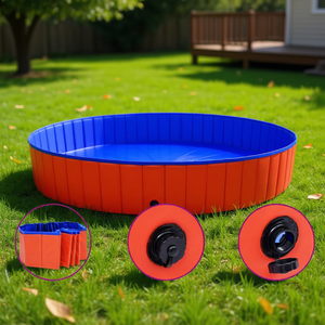 Piscina para perros de 118.1 pulgadas de diámetro, plegable, redonda, de PVC, para ejercicio acuático canino con tapón de drenaje. - Product Image 2