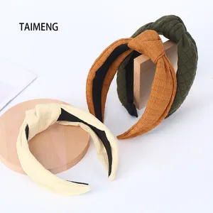 Knotted Headbands Hair Hoop for Women Girls 3 Pcs Wide Plain Turban Headband Fashion Cross Knot Hair Bands with Solid Colors