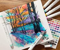 Coffret de 120 marqueurs Ohuhu à pointe pinceau, à base d'alcool, pour enfants et adultes, pour coloriage et illustration, pointe pinceau et pointe biseautée
