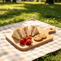 Assiette en bambou naturel 21x10cm avec poignée, gravure personnalisable, vaisselle écologique, vente chaude, 20 pièces MOQ, moderne