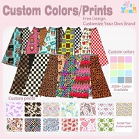 Pantalons évasés à motifs pour enfants, pantalons à taille haute et jambes larges pour filles, vêtements pour enfants OEM ODM, plusieurs motifs disponibles