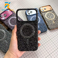Coque tendance scintillante pour iPhone 17 18 Pro Max, étui en cuir brillant avec protection d'objectif métallique et chargement magnétique sans fil