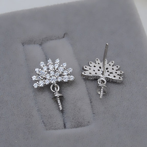 Pendientes de Plata de Ley S925 Personalizados con Forma de Lazo y Gancho Largo, Perla, Accesorios de Joyería DIY Semiterminados 1221 para Mujer - Product Image 4