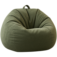 Fauteuil pouf géant pour adultes en velours côtelé vert mousse, surdimensionné, avec poignée de transport ronde, compressé, rembourré épais et rebondissant, pour un confort optimal