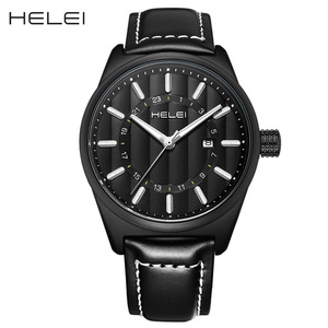 นาฬิกาควอตซ์ผู้ชายหนังแท้กันน้ำได้แบรนด์ helei <span class=keywords><strong>ดาบ</strong></span>สีดำใหม่ร้านค้าออฟไลน์สินค้าสุดฮอต - Product Image 5