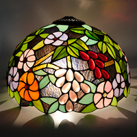 Remplacement d'abat-jour de style tifany de 16 pouces, abat-jour en verre coloré en forme de fleur de raisin couvercle de lampe tiffanny adapté aux lampes de table