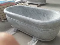 Baignoire en pierre de marbre blanc de Carrare italienne ovale polie contemporaine Villas de grande qualité Facile comprend égouttoir trempage