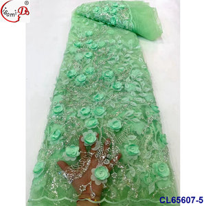 RTS Offre Spéciale lisami mariage 3d fleur avec haricots de luxe grande taille séquence dentelle tissu - Product Image 6