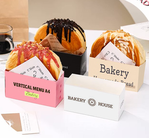 Boîtes de boulangerie en papier blanc jetables personnalisées, délicieuses, surgelées, <span class=keywords><strong>au</strong></span> goût sucré, rondes, pour croissants, pâtisserie - Product Image 5