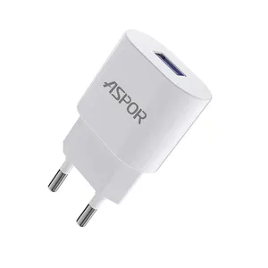 ASPOR A818 OEM Customization EU 12W 5V 2.4A USB Charger Adaptor USB Power Adapter Wall 12W USB Wall Charger for Phone