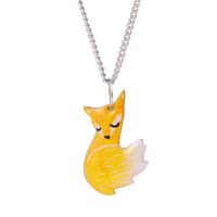 Nouvelle mode créative de haute qualité en acier inoxydable peint à la main renard étreignant grand méchant loup Couple collier de couture