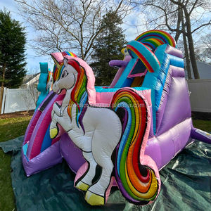 Château <span class=keywords><strong>gonflable</strong></span> commercial pour enfants et tout-petits, thème <span class=keywords><strong>licorne</strong></span> arc-en-ciel, pour l'extérieur, avec toboggan, adapté aux utilisations humides et sèches - Product Image 4