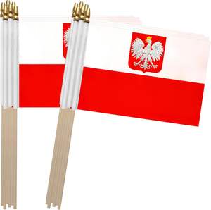 Logotipo personalizado 14x21CM Mesa de poliéster Portador de bandera ondeando banderas polacas y banderas de automóviles - Product Image 1