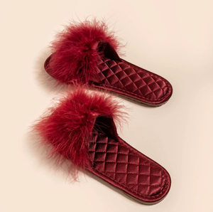 Luxury Fairy-Tale <strong>Slippers</strong> for Women Bride Bridesmaid <strong>Slippers</strong> <strong>with</strong> <strong>Feather</strong> One-Strap Design - Product Image 1