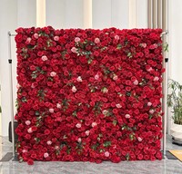 Backdrop Dinding Bunga 8x8 kaki, Panel Mawar Sutra Buatan, Dekorasi Pesta Pernikahan, Latar Belakang Photo Booth