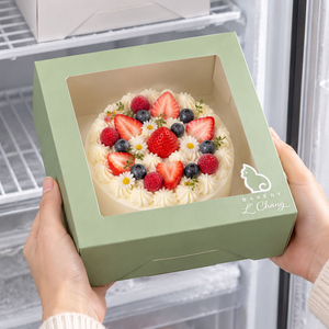 Caja para pasteles impresa en flexografía personalizada, caja autoarmable con ventana transparente, embalaje desechable para alimentos de cartón. - Product Image 3