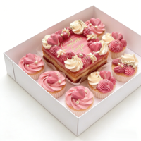 Boîte à gâteau carrée en papier imprimée sur mesure, insert jetable de qualité alimentaire pour cupcakes