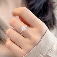 Bague de mariage en argent 925 plaqué rhodium avec moissanite ronde certifiée GRA, testée par stylo de vérification, fournisseur de bijoux en gros