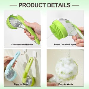 Brosse de bain pour animaux de compagnie avec distributeur de savon intégré, brosse de toilettage douce pour chiens et chats à poils longs ou courts, pour le nettoyage sous la douche - Product Image 5