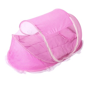 Có thể gập lại màu xanh Polka <span class=keywords><strong>Dot</strong></span> giường muỗi <span class=keywords><strong>net</strong></span> với ngủ Pad gối bé bộ đồ giường - Product Image 1