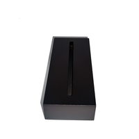 Base en bois noir rectangulaire sans lumière pour l'affichage d'inserts de cristaux Photo Story de 5 pouces de large