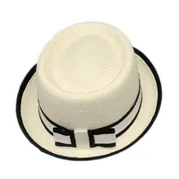 Boater Hat Hats Wholesale Chic Women Ladies Paper Straw Fedora Jazz Pork Pie Boater Hat Beach UV Protection Sun Hats With Bowknot