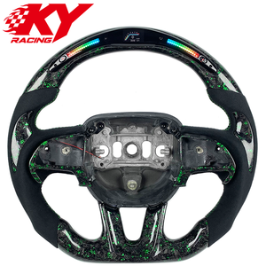 Volant sport en fibre de carbone forgée avec revêtement en daim et écran LED pour Dodge Challenger SRT RT Durango Charger Hellcat Scat Pack - Product Image 1