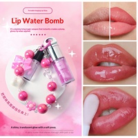 Ensemble d'huiles à lèvres 2-en-1 thermosensibles 5ml et 1.5ml avec huile à lèvres nacrée scintillante et bracelet porte-clés mignon pour le soin des lèvres