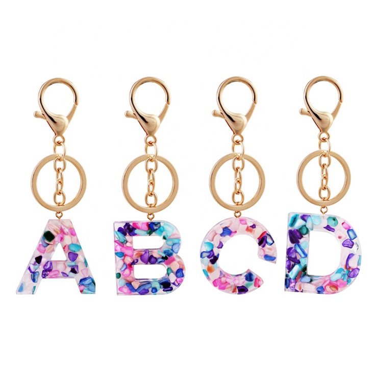 Оптовая продажа на заказ, акриловые мини-буквы, брелки, алфавит, персонализированные брелки с металлическим кольцом