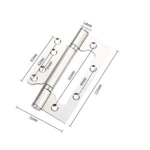 Heavy Duty Aço Inoxidável Butt Porta Dobradiça 2 Bola Deslizante Rolamento Flush Porta Borboleta Dobradiças Dobradiça Pivô