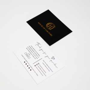 Thẻ Giấy Màu Đen Tên Thương Hiệu Tùy Chỉnh Với Logo Lá Vàng Và Màu Trắng Với Thông Tin In Ấn Cho Doanh Nghiệp Nhỏ Thẻ Cảm Ơn - Product Image 4