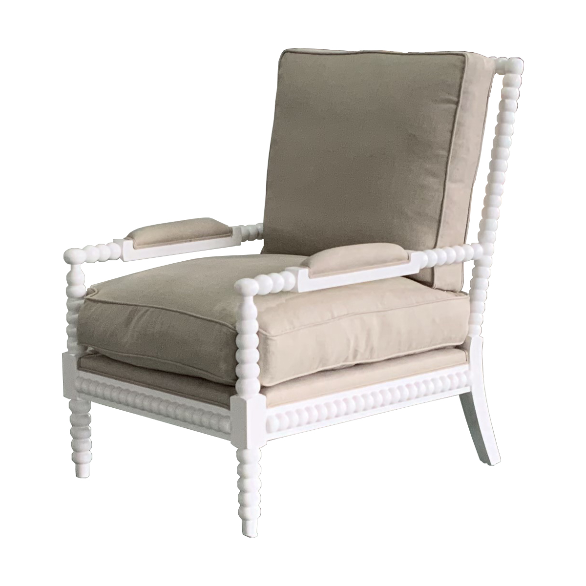 beige linen/matt white frame