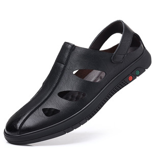Sandalias de Verano para Hombre, de Cuero Genuino, Punta Cerrada, Suela de Goma Antideslizante, Casuales, para Conducir al Aire Libre - Product Image 5