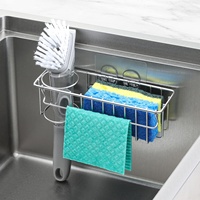 Égouttoir à éponge pour évier de cuisine en acier inoxydable 3 en 1, support de rangement pour vaisselle, 2 options de suspension, sur pied, écologique