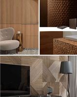 Mur flexible/Plaques Mdf Plywoof Bois Chêne Osb Bardage Vague En Bois 3D Wandpanel Holz Sous-Sol Lambris Charpentiers Panneau