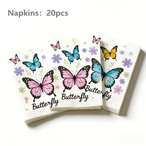 20 serviettes <span class=keywords><strong>de</strong></span> cocktail jetables en papier, motif floral et papillon coloré, pour anniversaire <span class=keywords><strong>de</strong></span> filles, baby shower, fête <span class=keywords><strong>de</strong></span> jardin, décoration <span class=keywords><strong>de</strong></span> <span class=keywords><strong>table</strong></span> - Product Image 2