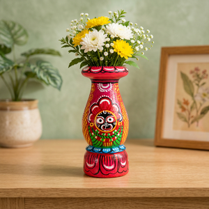 Jarrón Pattachitra Pintado a Mano de Orissan, Artesanía Tradicional, Rostro Icónico del Dios Jagannath, Decoración Elegante - Product Image 2