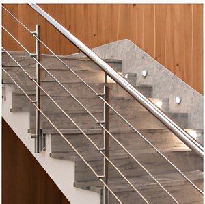 Modern Indoor Steel Staircase Stainless Steel Railing LED <b>Step</b> Lights Wooden Wall Contemporary Minimalist Villa Home Interior HD - Product Image 2