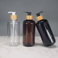 Botol Sampo Bambu Alami Mewah 500Ml 8 Oz dengan Pompa Bambu, Kemasan Kosmetik Biodegradable