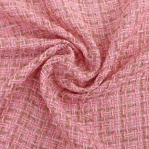 Custom Roze Fancy Suits Vrouwen Blazer Boucle Wafels Weave Heavy 300gsm Herfst Handgemaakte Quilting Tweed Kleding Stof