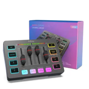 Fifine Bộ Trộn Thẻ Âm Thanh Phòng Thu Âm Thanh PC SC3 RGB Bộ Trộn Âm Thanh Chơi Game USB Giao Diện Phát Trực Tiếp XLR Bên Ngoài