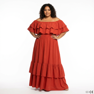 African <strong>Dresses</strong> for Women Clothing Off Shoulder Ruffled Maxi <strong>Dress</strong> <strong>Elasticated</strong> Tiered A-Line Gown Custom OEM Plus Size S to 5XL - Product Image 1